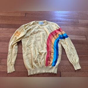 OXKnit Rainbow and Sunshine Yellow Lightweight Sweater